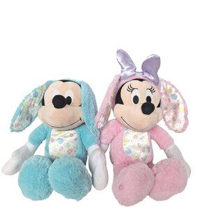 Disney Mickey & Minnie Mouse Easter Bunny Plush Pastel Toys Just Play 15"